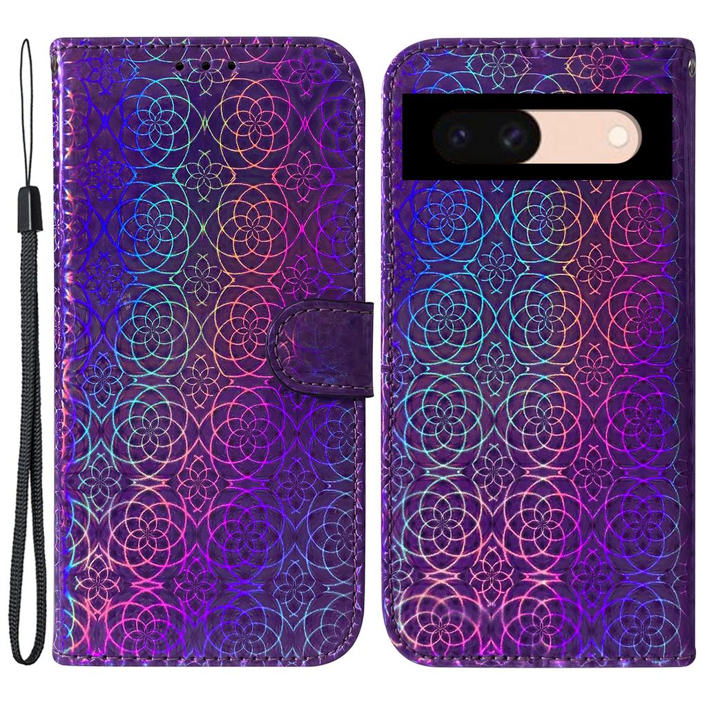 For Google Pixel 8a Case PU Leather Dazzling Flower Phone Cover with Card Slots