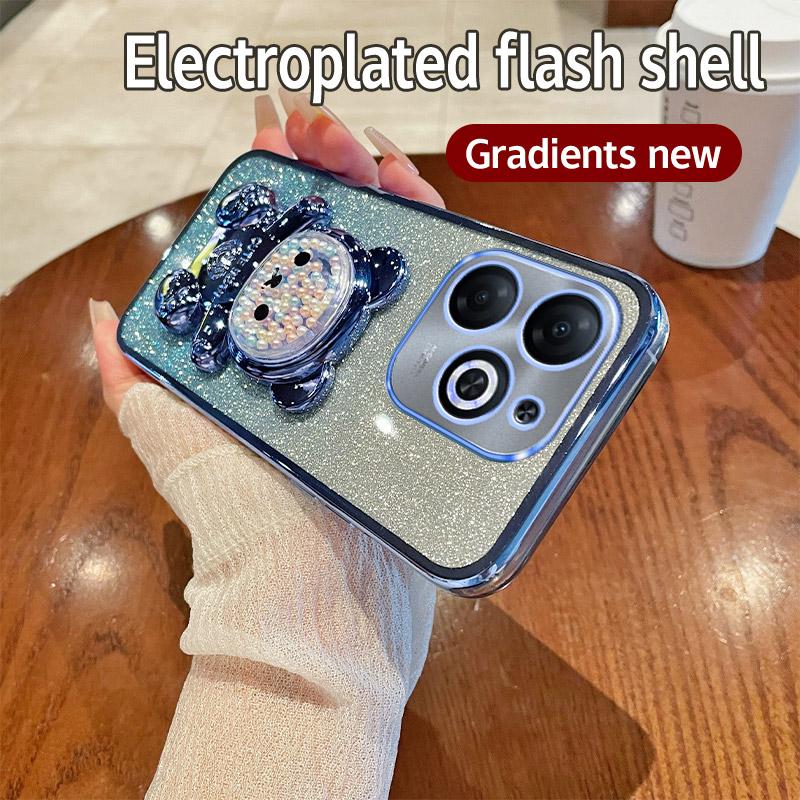 Candy Bear Stand Holder Glitter Phone Case Realme C67 C65 C63 C61 C55 C53 C51 C35 C33 C31 C30 C20 C21Y C25Y C11 C15 C17 4G Cover