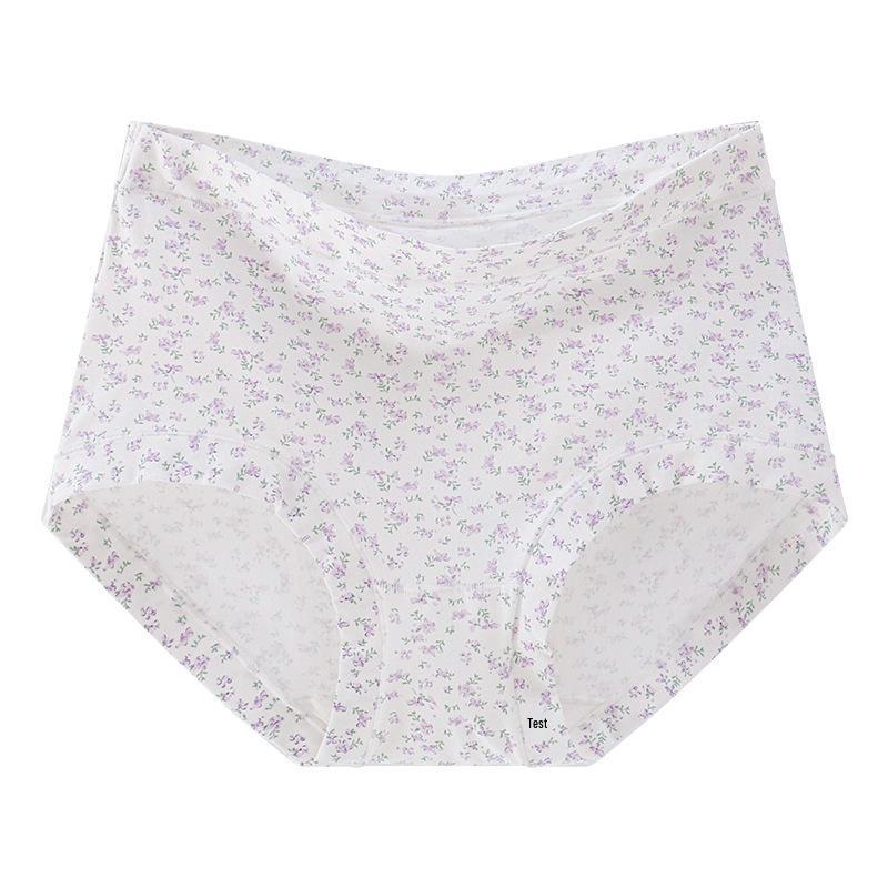 High-Waisted Floral Girl's Cotton Triangle Briefs - Antibacterial, Breathable, Tummy Control, High-Elastic Hip-Hugging Design.