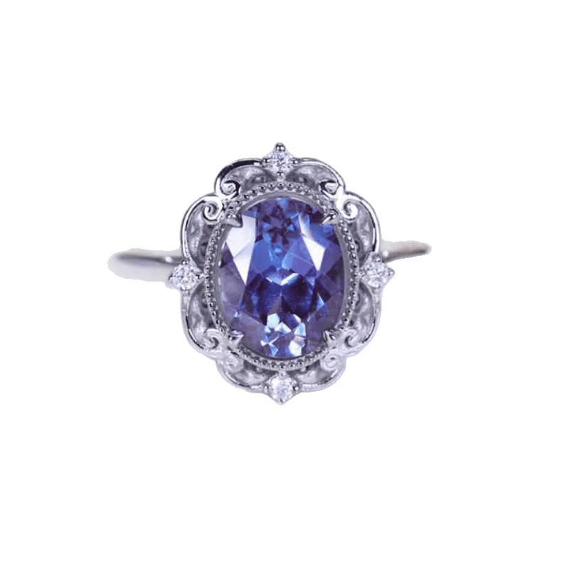 Yun Miao Purple Zircon Retro Ring - European & American Style Hand Jewelry