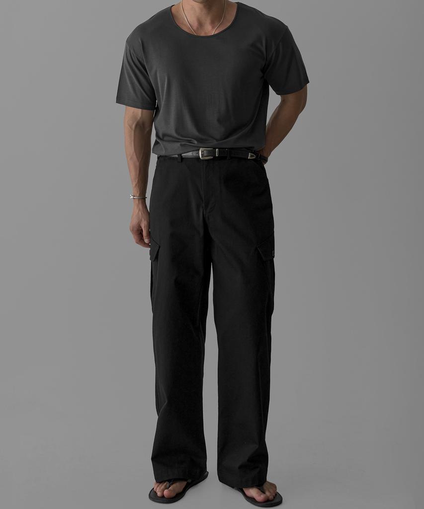Baulopeulodeogteu Tencel Ribbed U-Neck T-Shirt [Charcoal]