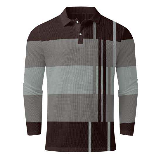 Men Spring Fall Top Colorblock Buttons Turn-down Collar Long Sleeve Soft Breathable Casual Mid Length Business Style Casual Men Shirt