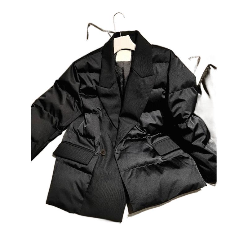 2024 European Style Women's Trendy Down Jacket - High-End Black Cotton Winter Coat with Street Fashion Flair