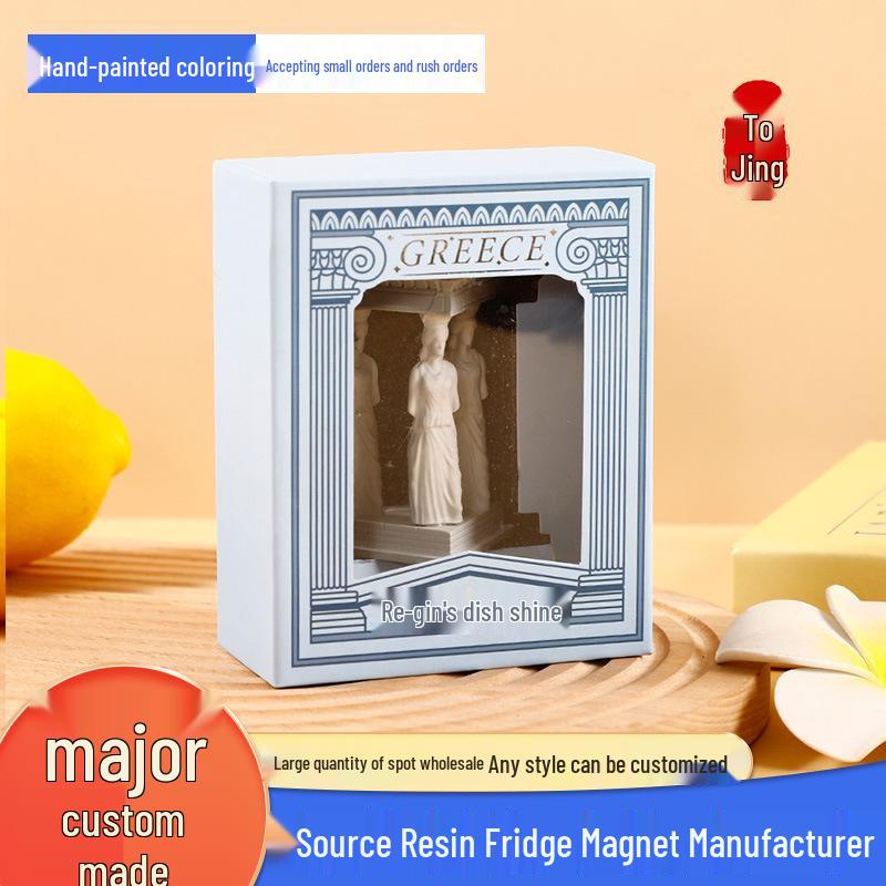 Aegejský styl 3D luminiscenční starořecká socha magnet na lednici