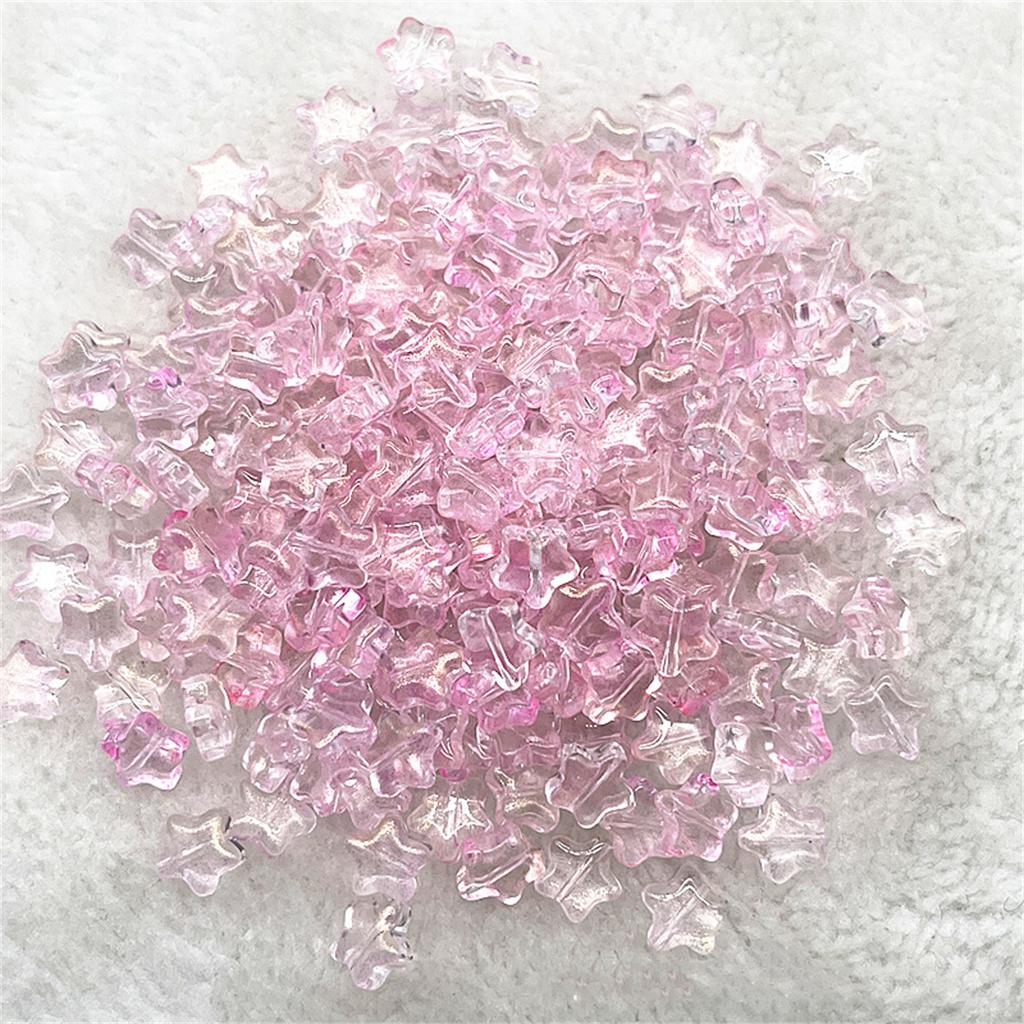 Colorful 30pcs 8mm Mini Polychrome Cute Gradient Five-pointed Star Glass Beads Loose Spacer Beads Jewelry Making DIY Handmade
