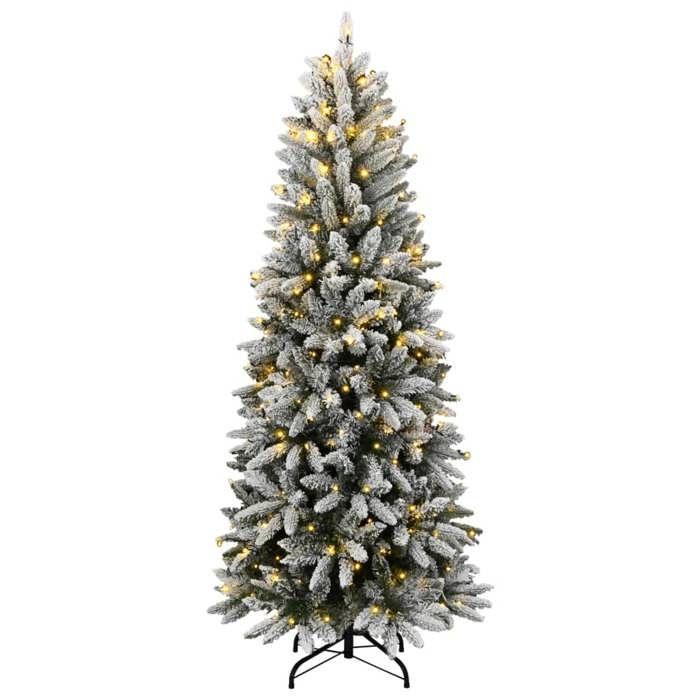 VidaXL Sapin de Noël artificiel 300 LED et neige floquée 180 cm, arbre de Noël, sapin de Noël réaliste, ornement de Noël, 3315765