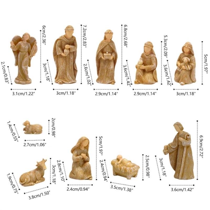 10 pz/set Scena Natività di Cristo Statuina Bambino Famiglia Mangiatoia Statuette Artigianato in Resina Miniature Ornamento Religioso Chiesa