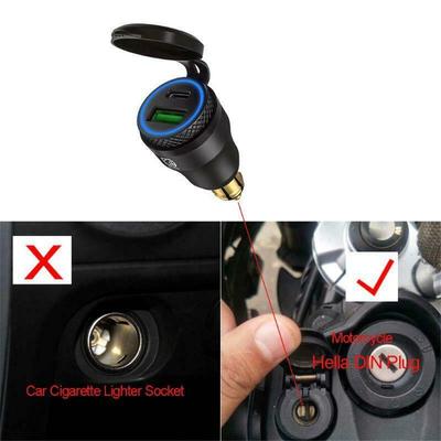Încărcător USB QC3.0 Tip C pentru Motocicletă, Adaptor de Alimentare pentru Prize Hella/DIN BMW
