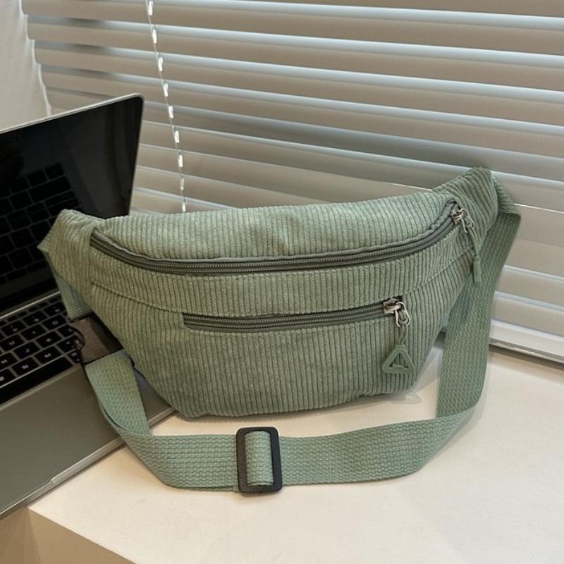 Riñonera Ligera de Pana Bolso Cruzado Moda Estilo Retro Casual Bolso de Pecho Cintura Estilo Fresco Versión Coreana Bolsos de Mano