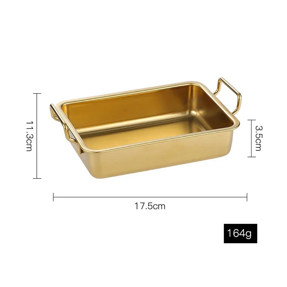 304 Stainless Steel Double Ear Rectangle Snack Plate Fried Chicken Plate Restaurant Creative Candy Fruit Serving Tray Tableware