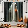 Halloween Skeleton Ghost Pocopied Flower Curtains Pole Bag Home Decorations Room Set Of 2 Made Polyester