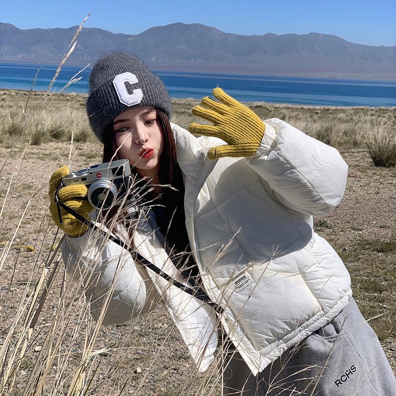 Short Skinny 0 Season Stand Neck Hooded Down Cotton Clothing Warm Solid Color Bread Clothing Jacket