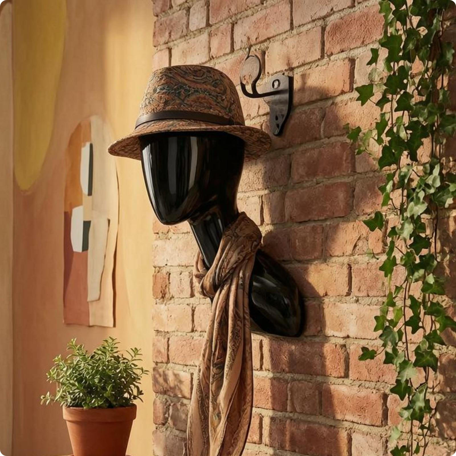 WallMounted Mannequin SinglePiece WallAttached Head Molded Black
