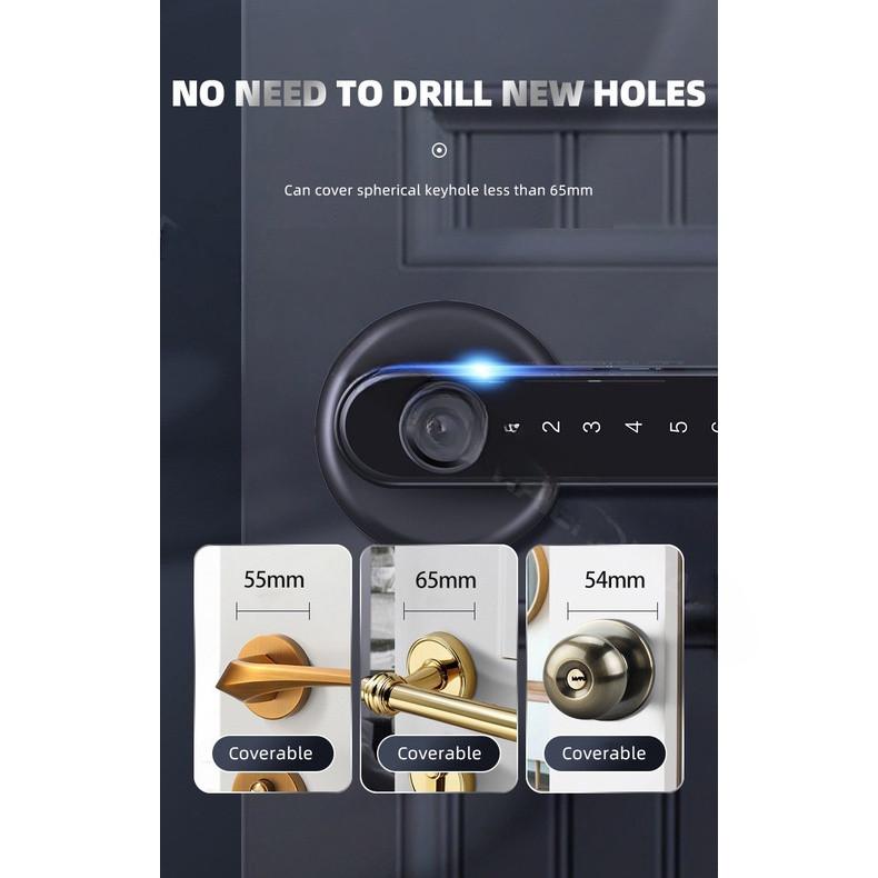 Biometryczny Zamek Bezpieczeństwa do Drzwi Smart Fingerprint Keyless Czarno-Złoty dla Aplikacji Tuya