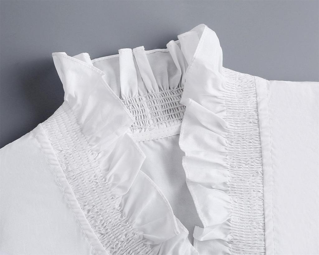 Ruffled Edge Cotton Deep V-Neck Fake Collar for Girls – Decorative Collar for Sweaters and Cardigans (White, Autumn/Winter)