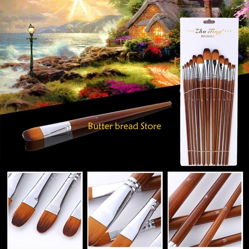W89C Paint Brushes Set 13 Pack Oil Watercolor Acrylic Paint Brush Artist Paintbrushes