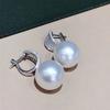 Pave Clear Stone Curved Buckle Drop Pearl Earrings Glossy Round Pearl Dangle Click Ear Rings for Women Elegant Formal Jewelry