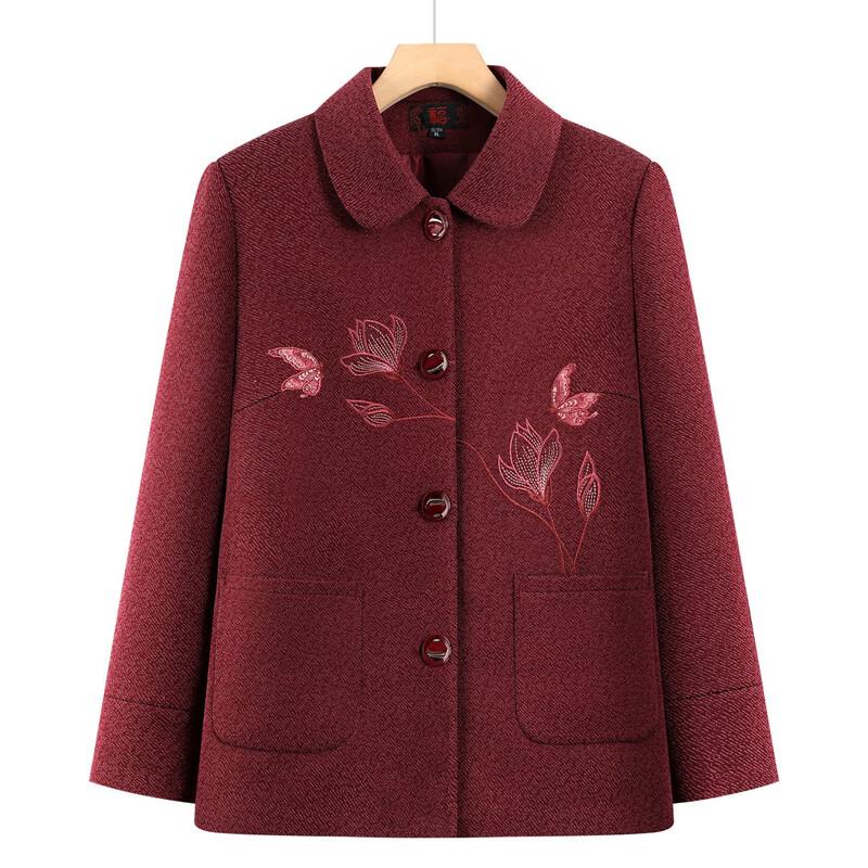 Fengxiao Spring/Autumn Embroidered Lapel Jacket for Middle-Aged Women