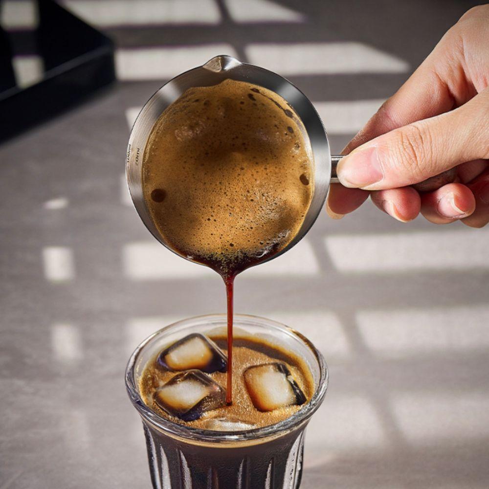 With Scale Espresso Measuring Cup Walnut Handle Coffee Pouring Cup Dosing Cup  Restaurant