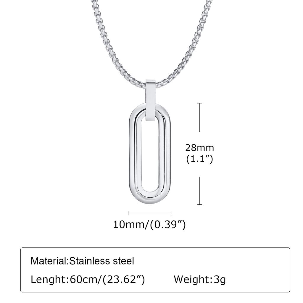 Vnox Geometric Necklaces for Men Women, Hollow Pin Shaped Pendant with Box Chain, Stainless Steel Collar Unisex Jewelry