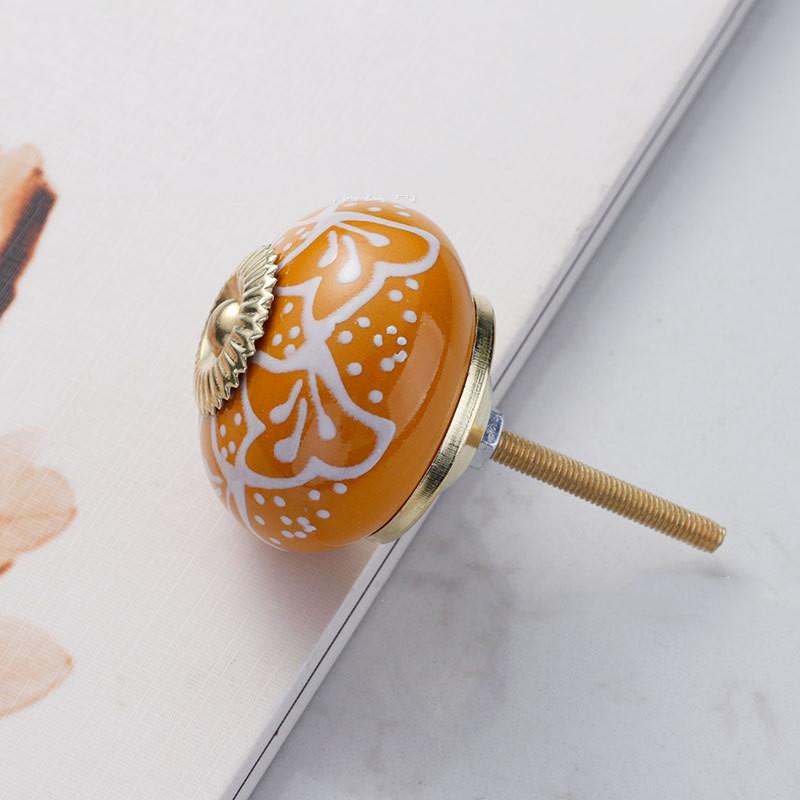 Pastoral Style Painted Ceramic 28*40mm Round Bedroom Cabinet Door Drawer Kitchen Handle Drawer Furniture Box Knobs
