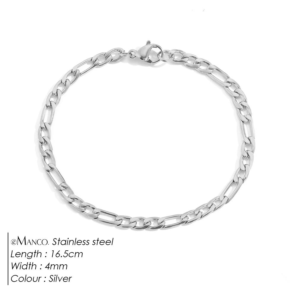 EManco Female Figaro Link Chain Stainless Steel Bracelet Gold Charm Bracelets Chain Bracelets for Women Man Gifts