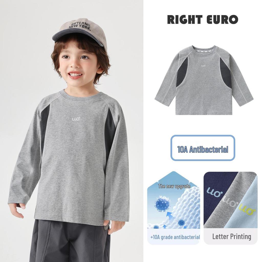 2026 Trendy Boys' Pure Cotton Long-Sleeve T-Shirt for Spring and Fall