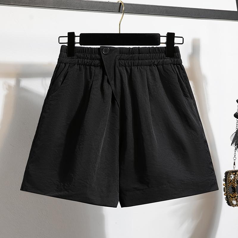 

DIMANAF 2025 Plus Size Shorts Summer Women Wide Leg Pants Solid Loose High Waist Casual Short Pants Basic Harem New 2XL чёрный