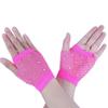 Elastic Rhinestone Gloves Shiny Long Gloves Short Fishnet Fingerless Gloves  Women's Fashion