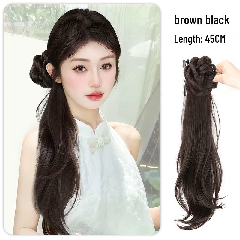 Women's Simulated Hair Braided Ponytail Wig - National Style Qipao, Cool and Stylish Chinese-Inspired Design