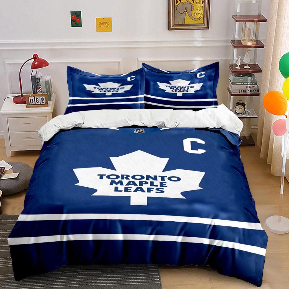 "Toronto Maple Leafs Hockey Bedding" Print Bedding Set Duvet Cover Pillowcases (1* Duvet Cover 2* Pillowcases Do Not Include Comforter)