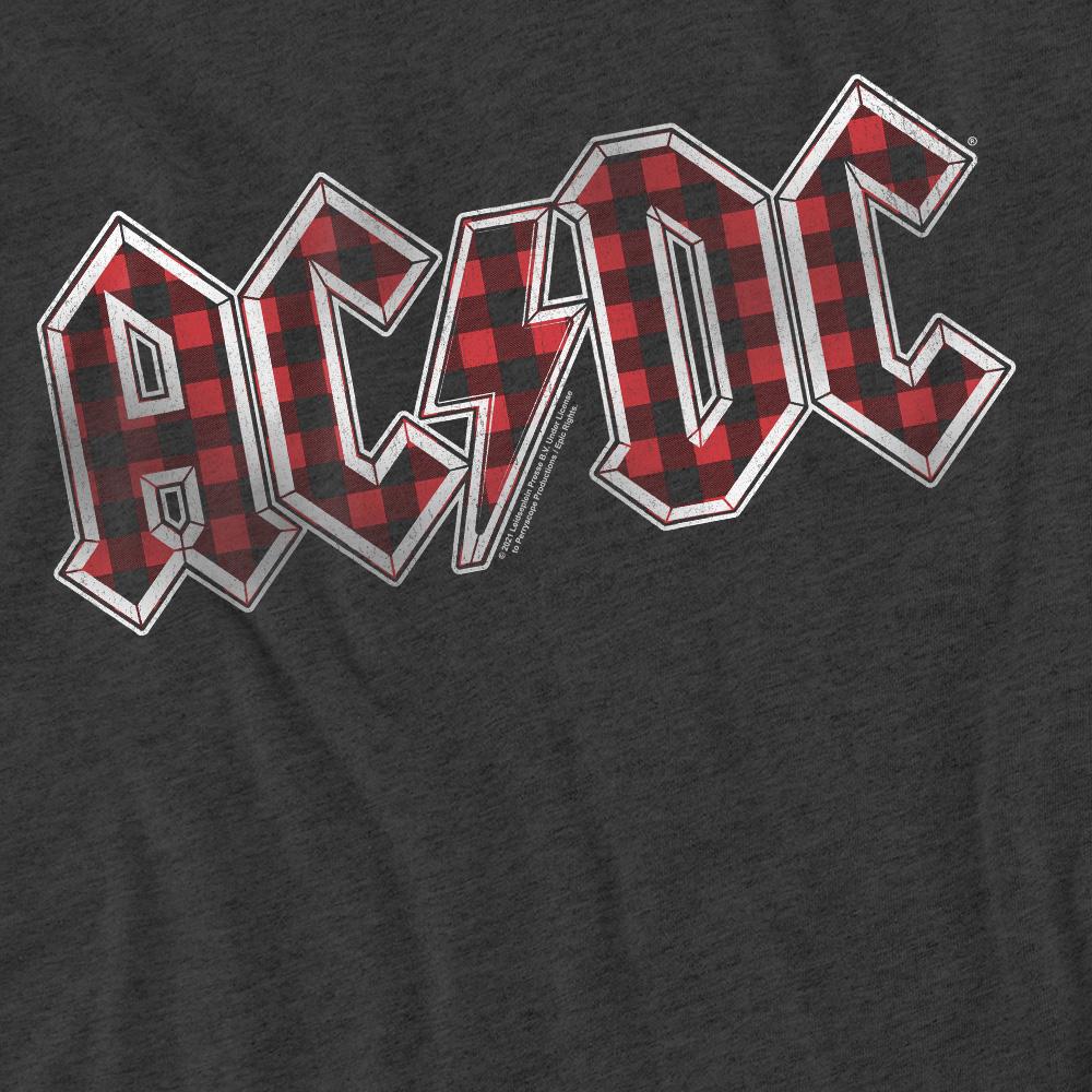 AC/DC Unisex Adult Plaid Logo T-Shirt