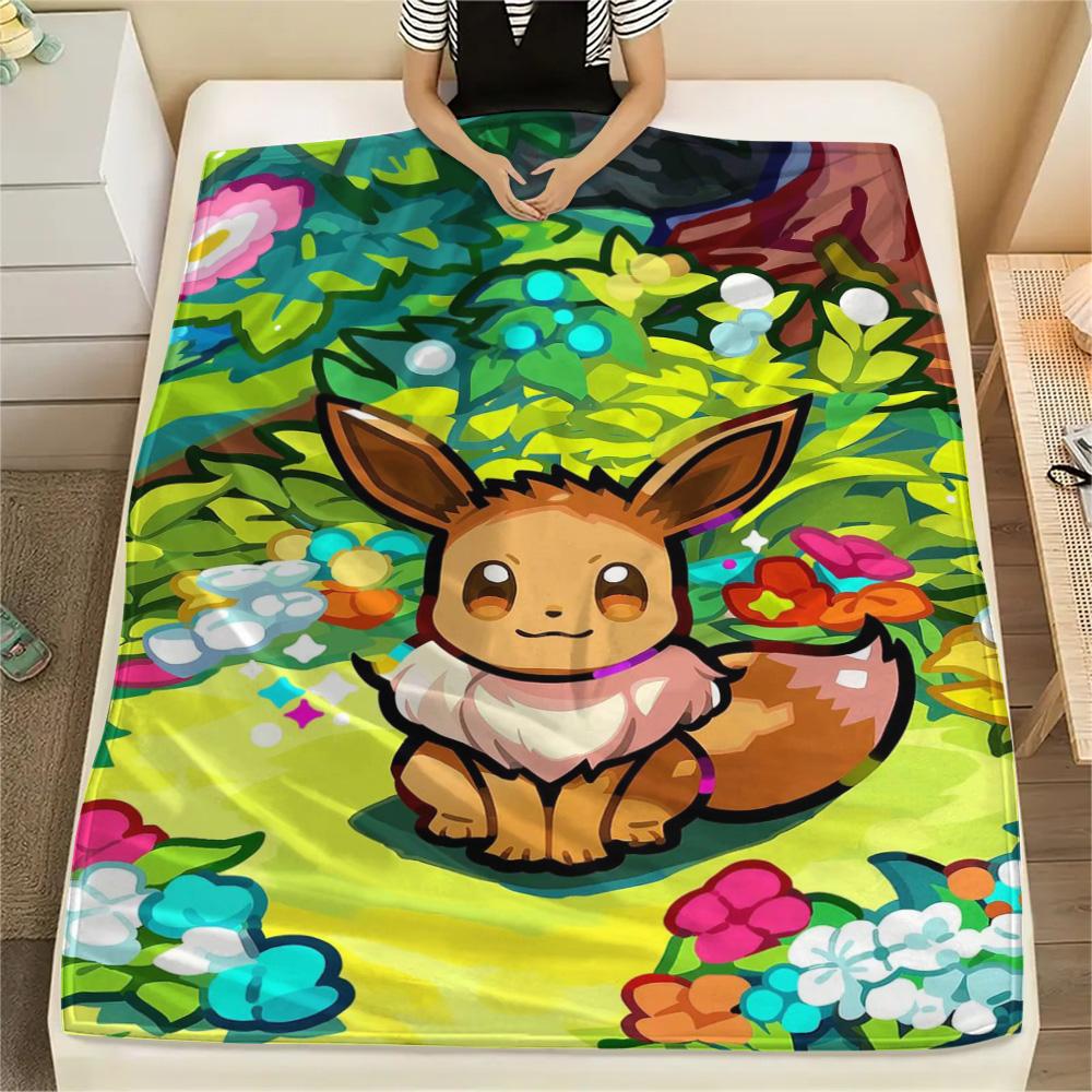 Pokemon Minimalist Print Flannel Blanket, Warm Daily Cover for Bedroom Furniture, Chair Use and Outdoor Travel.-TING