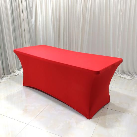 Table Cover Solid Color Stretchable Polyester Banquet Events Desk Cloth for Wedding