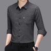 Smooth Anti-pilling Mulberry Silk Men's Long-sleeved Shirt Spring and Autumn New Striped Shirt No Ironing
