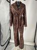 European & American Leopard Print Lapel Suit Jacket with High Waist Wide-Leg Pants Two-Piece Set