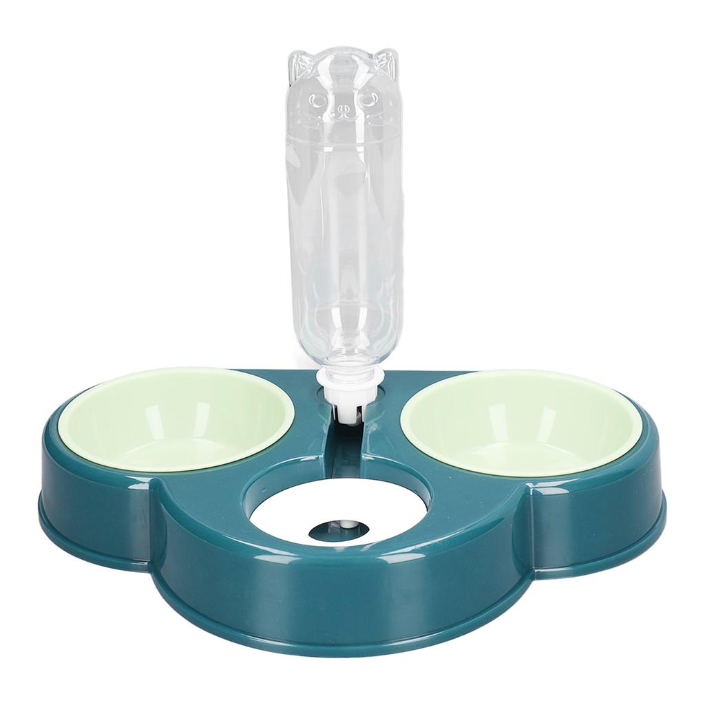 Triple Dog Cat Bowls 15 Degree Tilted Raised Cat Food Bowl with Automatic Water Bottle for Puppy Pets