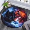 Fire and Ice Wolf Round Area Rug,Carpet Rug for Living Room Bedroom Sofa Playroom Decor,Non-slip Floor Mat