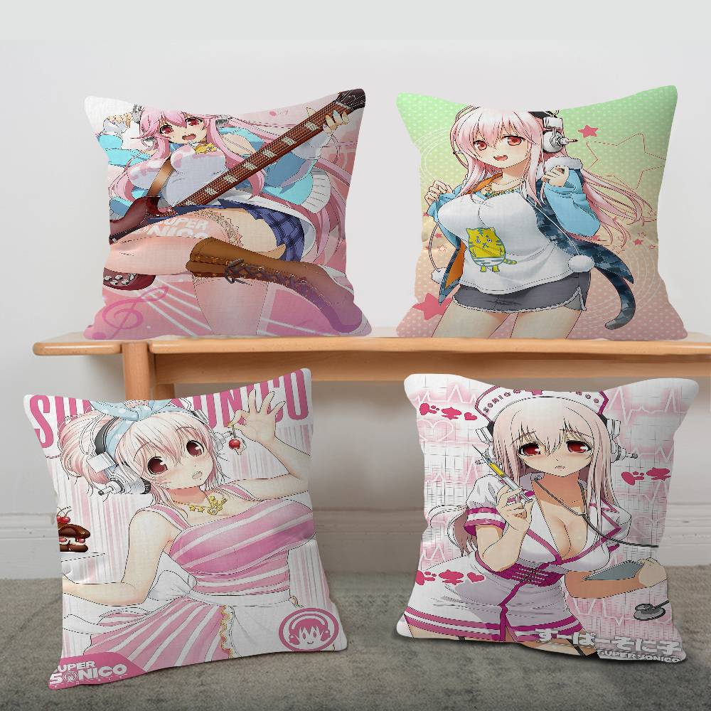 SSuper SSonico Anime Cushion Cover Pillowcase Upholstery Sofa Throw Pillow Home Decor Pillowcas