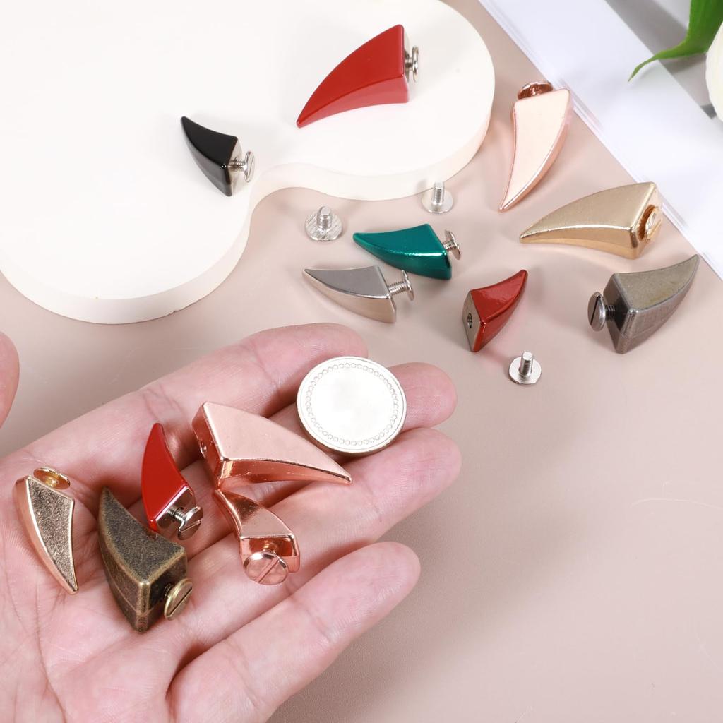 PATIKIL 17mm Hroty a Rohové Nýty Kožené Řemeslo Dračí Dráp Punkový Styl Sada Nýtů pro DIY Vlastní Barevné Červené Cvočky, 8ks Sada Cvočků se Šroubem,