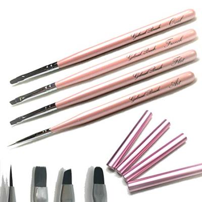 Gel Nail Brush Set of 4 Coral Pink Includes Caps Perfect for Nail Art and Care Set of - - - Self-Nail (Coral Pink, 4)