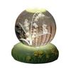 Flower Faux Crystal Ball Night Light 3D Rose Tulip Carnation Blue Bellflower Cat Glass Ball Lamp with Base USB Powered Glowing Sphere Decoration