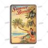 Funny Aloha Tiki Bar Tin Sign, Vintage Beach Bar, Pub Art, Wall Decor, Metal Plate, Retro Hawaii Beauty, Iron Painting Signs