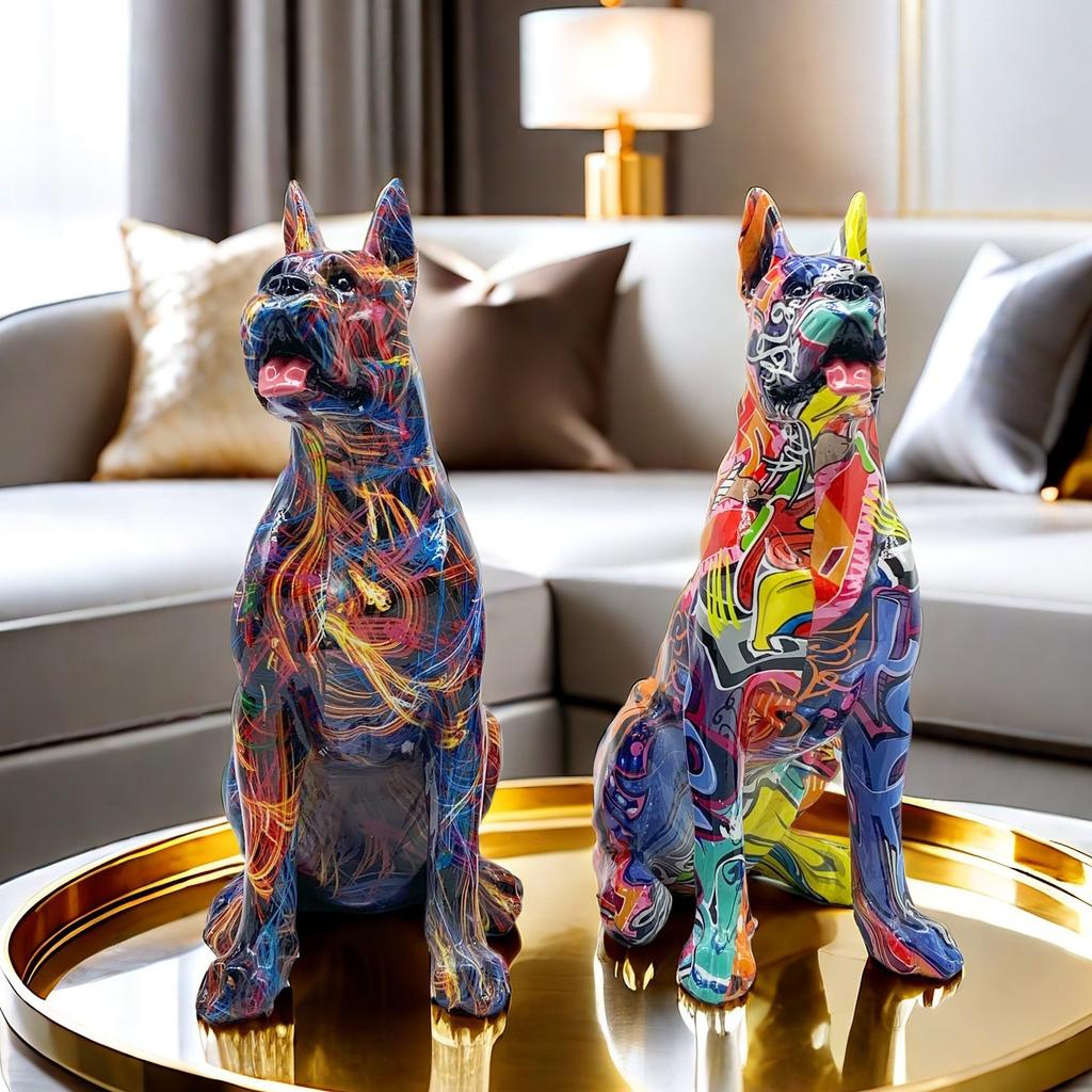Bunte Dobermann-Ornamente Wohnzimmer Heimgebrauch Dekoration Harz-Handwerk Einweihungsgeschenkidee Bester Trend Langlebig Langlebig