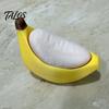 Push-pull Fidget Toy Keychain Pendant, Peeled Banana Stress Relief with Thickened Stainless Metal Steel Ring, Portable for Keys Backpacks Schoolbags