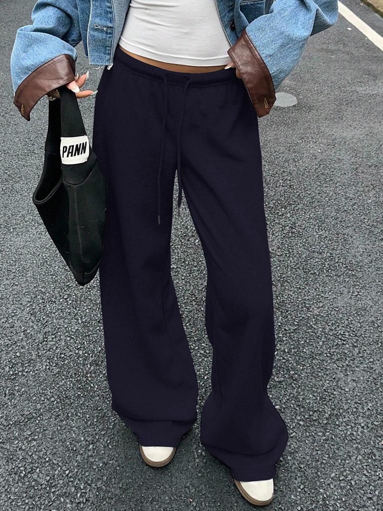 026 Early Autumn Retro Mid-Low Waist Lazy Sweatpants - European & American Style, Versatile Drape Sports Casual Wear