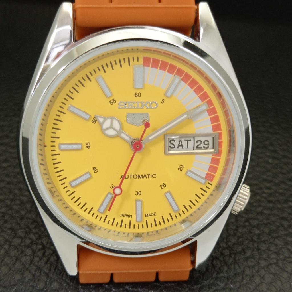 REFURBISHED VINTAGE SEIKO 5 AUTOMATIC 6309A JAPAN MENS YELLOW WATCH a441133-d