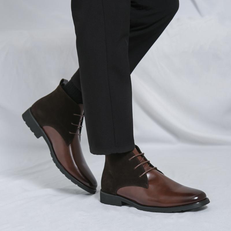 Fashion High Quality and Comfortable Soft Leather Boots Brand's New Autumn High Top Business Men's Boots Outdoor Commuting Walking Boots