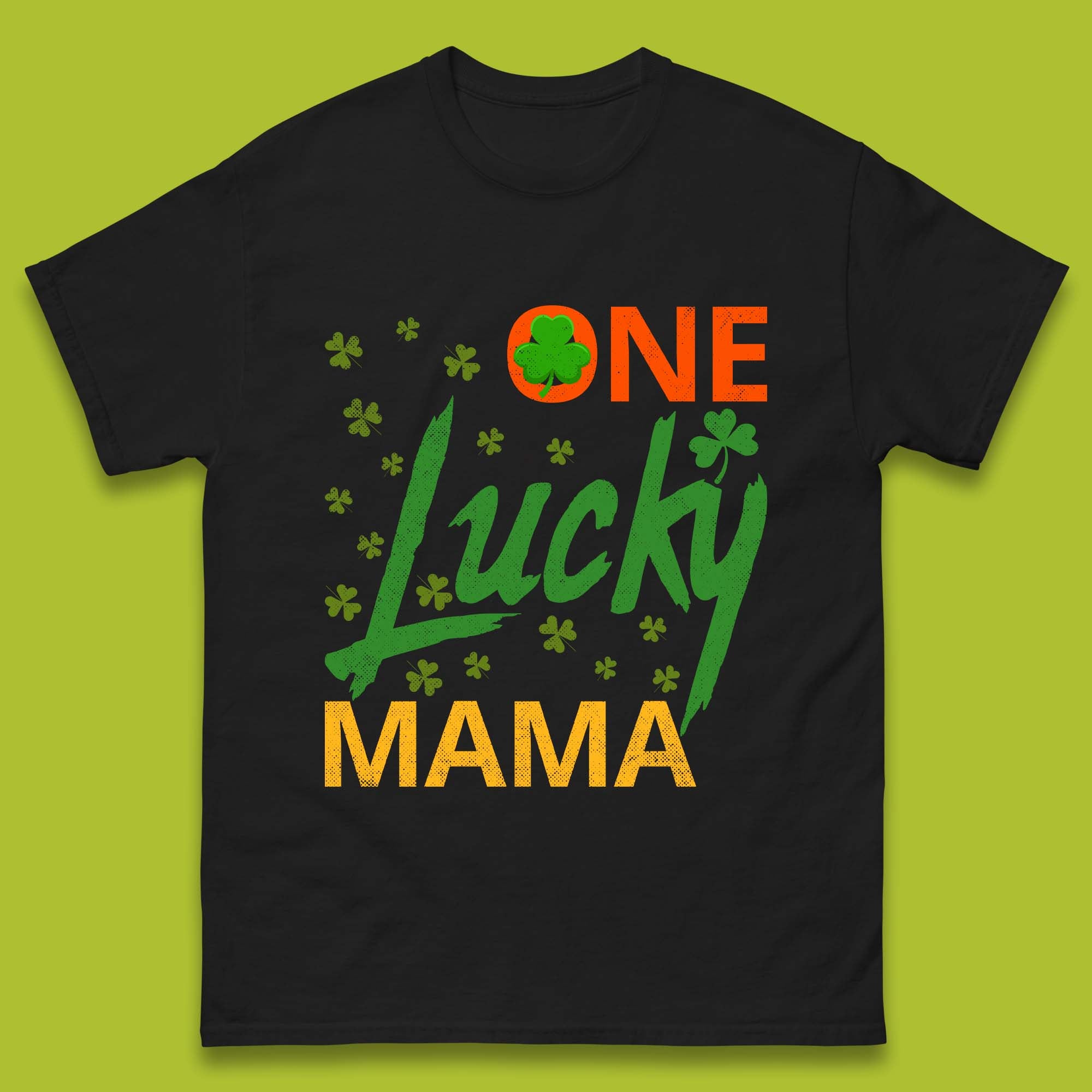 One Lucky Mama Patrick s Day Mens T-Shirt Womens Tops Tees L
