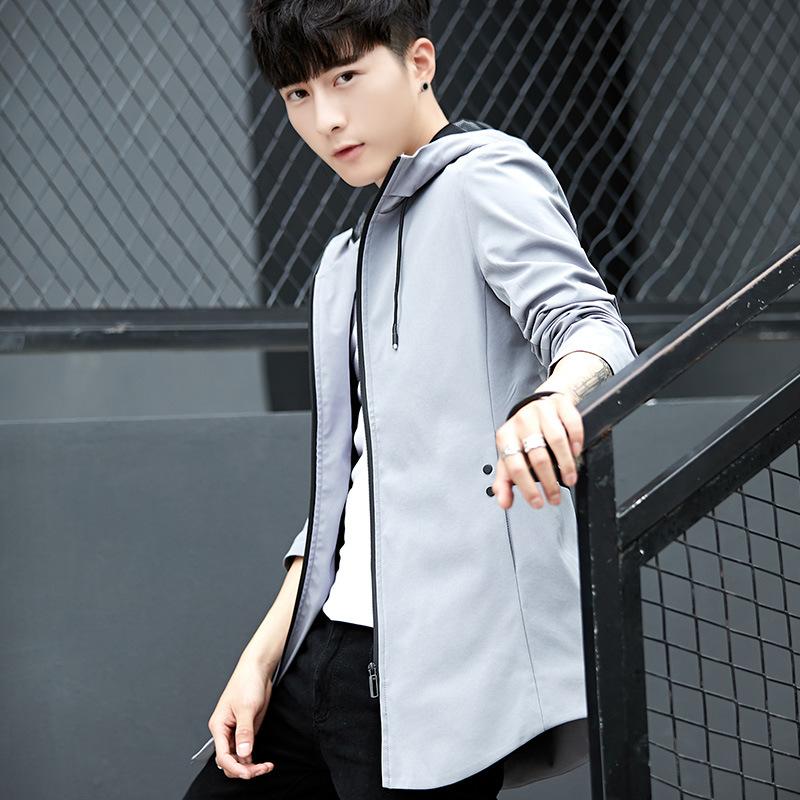 

Мужская новая стильная красивая весенне-осенняя ветровка средней длины, мужское модное красивое свободное универсальное студенческое пальто для мужчин 4XL